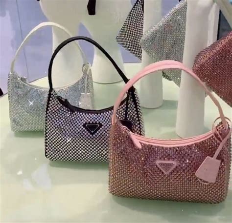 sparkly prada purse|bedazzled Prada bag.